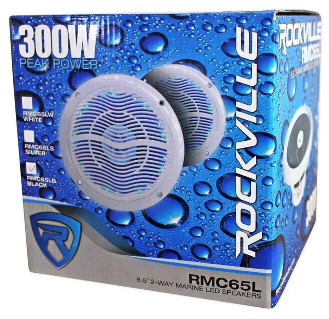 Alt view image 7 of 7 - RMC65LB Black Pair 6.5" 2-Way 4 Ohm Marine Speakers with LED | 600W Peak, 150W RMS, Multi-Color LEDs, Waterproof, 19 Dynamic Modes, 20 Colors, 55Hz-20kHz