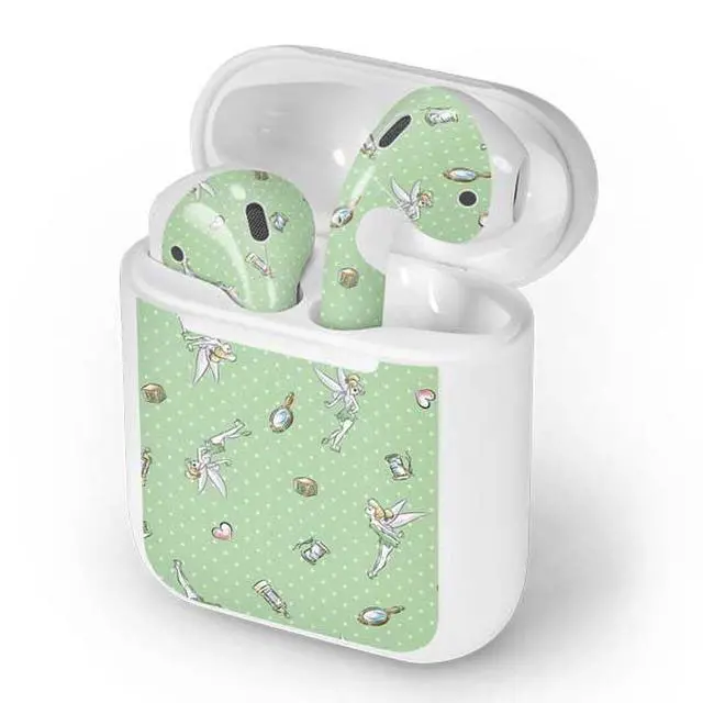 Alt view image 4 of 4 - Decal Audio Skin Compatible with Apple AirPods - Officially Licensed Disney Tinker Bell Trinkets Pattern Design