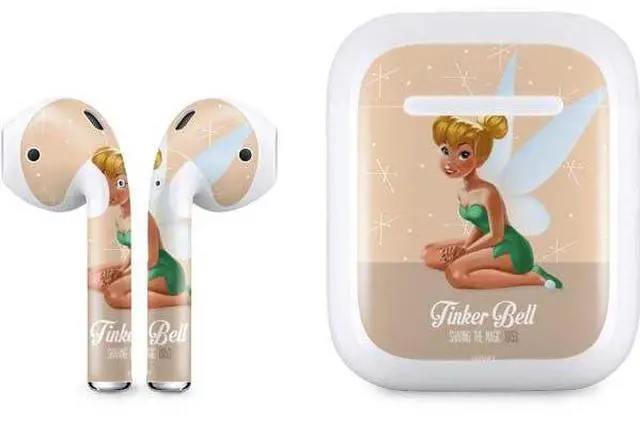 Main image of Decal Audio Skin Compatible with Apple AirPods - Officially Licensed Disney Tinker Bell Sharing The Magic Art Design
