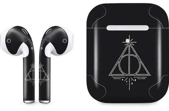 Main image of Decal Audio Skin Compatible with Apple AirPods 2 - Officially Licensed Wizarding Worlds Harry Potter Deathly Hallows Symbol Design