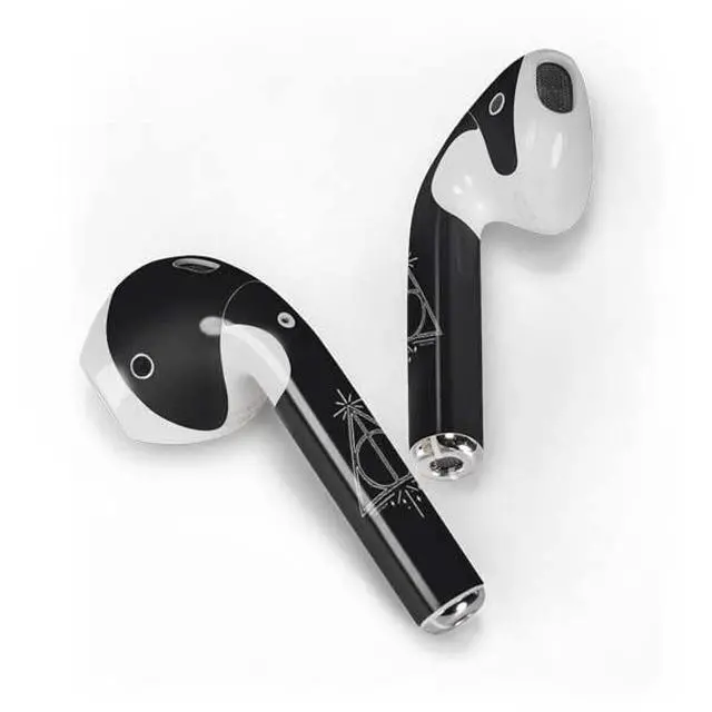 Alt view image 2 of 4 - Decal Audio Skin Compatible with Apple AirPods 2 - Officially Licensed Wizarding Worlds Harry Potter Deathly Hallows Symbol Design