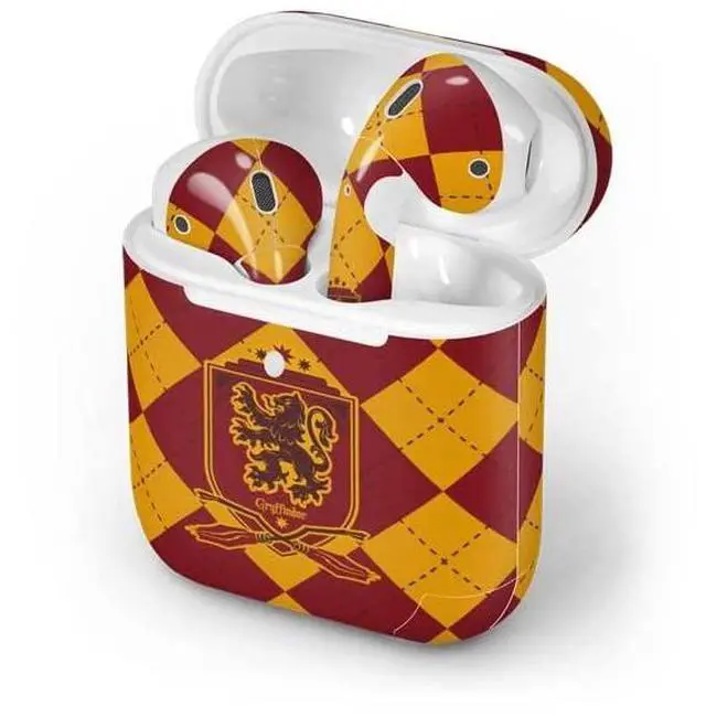 Alt view image 4 of 4 - Decal Audio Skin Compatible with Apple AirPods 2 - Officially Licensed Wizarding Worlds Harry Potter Gryffindor Huse Crest Design
