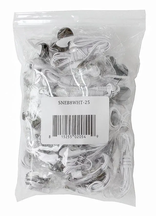 Alt view image 4 of 6 - SNEB8WHT Bulk Classroom Earbuds 25 Pack Disposable Stereo Earbuds White with Foam Earpads Great for Schools, Libraries, Gyms