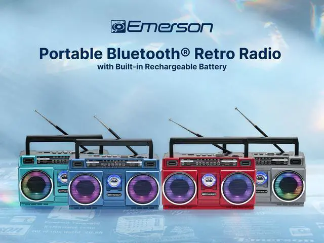 Alt view image 2 of 6 - Portable Bluetooth Radio Boombox with 4-Band AM/FM/TV/SW Shortwave Radio, Rechargeable Battery, USB & TF Card MP3 Playback, LED Color Lights