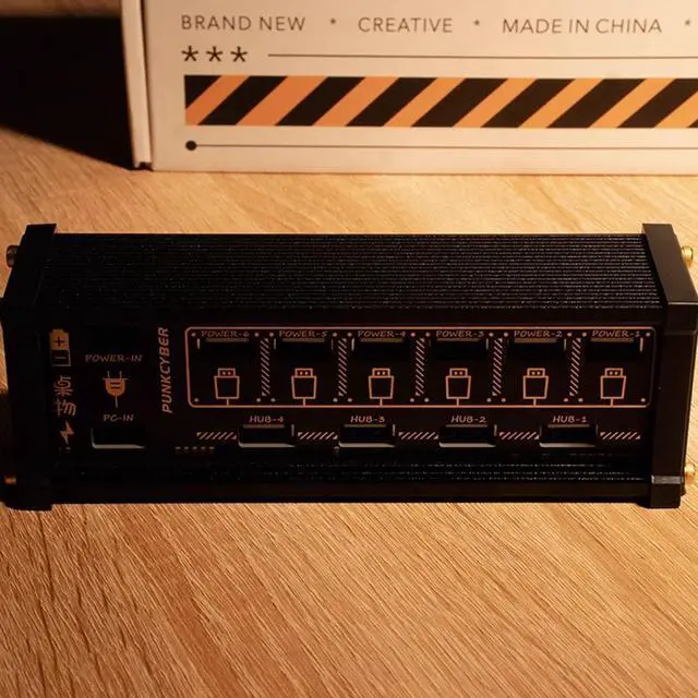 Alt view image 6 of 7 - 6 Ports USB Switcher, Cyberpunk USB Docking Station, with Independent Control Button, Voice Control Function, Data Transmission, for Phones, Tablets, and Gadgets