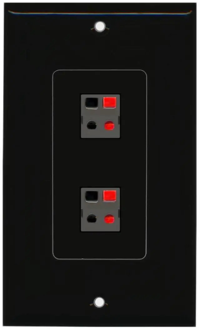 Main image of 2 Port Speaker Decorative Wall Plate - Black - Bracket Included