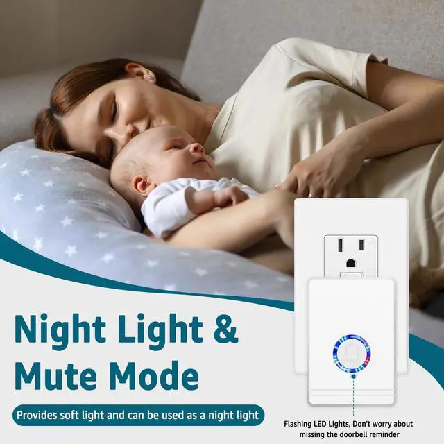 Alt view image 4 of 7 - Outdoor Motion Sensor,Driveway Alarms Wireless Outside Weatherproof, DIY Security Alert System, 97dB Loud 48Ringtones, 5Levels Volume, 7Levels Night Light, 2 Plug-in Receiver and 1 Sensor
