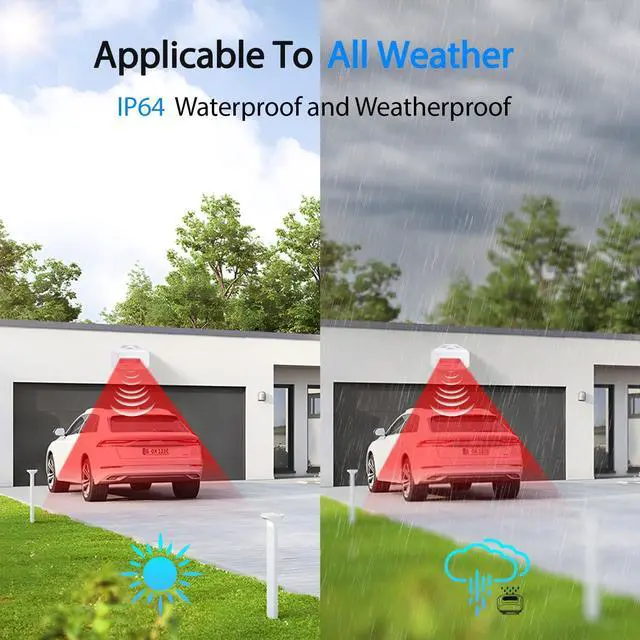 Alt view image 5 of 7 - Outdoor Motion Sensor,Driveway Alarms Wireless Outside Weatherproof, DIY Security Alert System, 97dB Loud 48Ringtones, 5Levels Volume, 7Levels Night Light, 2 Plug-in Receiver and 1 Sensor