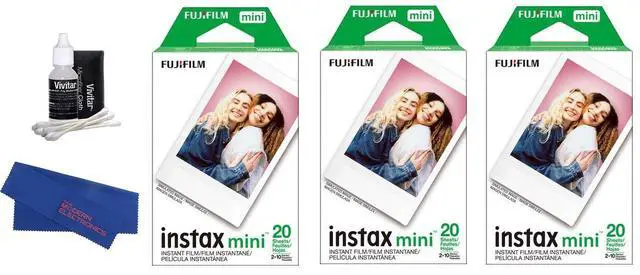 Main image of INSTAX MINI Instant Color Film Bundle for EVO, Mini 12, Mini 11 and Mini 41 Cameras, Includes: Instant Color Film, Cleaning Kit and Cleaning Cloth (60 Exposures)