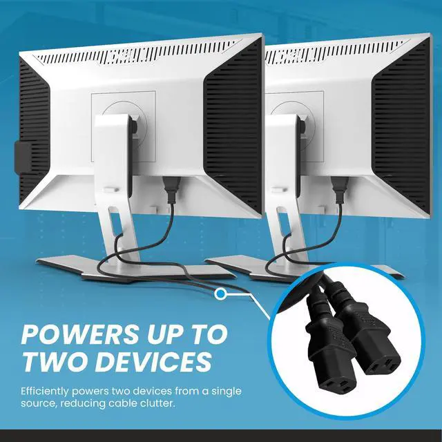 Alt view image 5 of 7 - IronBox Electric IEC C14 to 2X C13 Splitter Power Cord - 10A, 250V, 18/3 AWG - UL Listed Power Extension Cable - Heavy Duty Adapter Cables for Computer, Monitor, PDU, Printer & More (6ft + 2ft Legs)