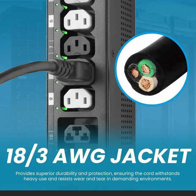 Alt view image 4 of 7 - IronBox Electric IEC C14 to 2X C13 Splitter Power Cord - 10A, 250V, 18/3 AWG - UL Listed Power Extension Cable - Heavy Duty Adapter Cables for Computer, Monitor, PDU, Printer & More (6ft + 2ft Legs)
