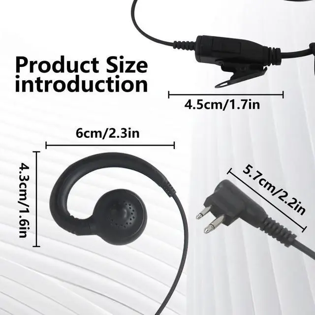 Alt view image 2 of 7 - PTT Mic Swivel Earpiece Compatible for Motorola Radio Bearcom Radios BC10, BC20, BC90, BC95, BC120, BC130