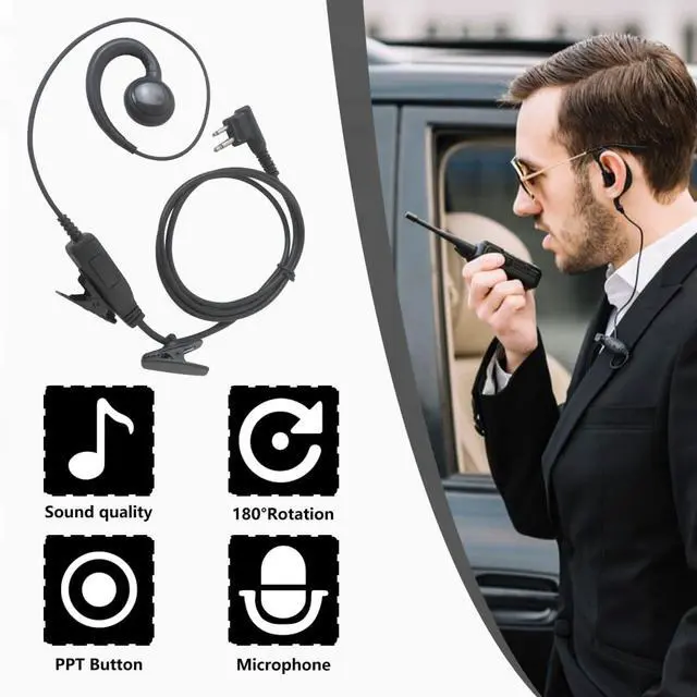 Alt view image 3 of 7 - PTT Mic Swivel Earpiece Compatible for Motorola Radio Bearcom Radios BC10, BC20, BC90, BC95, BC120, BC130