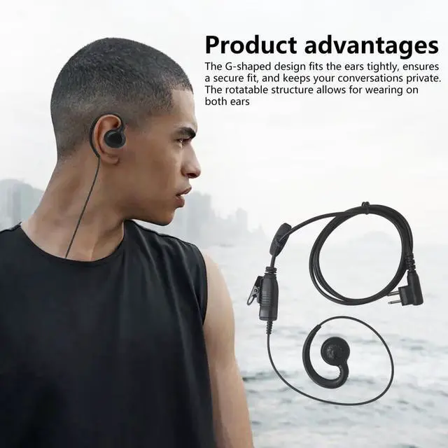 Alt view image 4 of 7 - PTT Mic Swivel Earpiece Compatible for Motorola Radio Bearcom Radios BC10, BC20, BC90, BC95, BC120, BC130