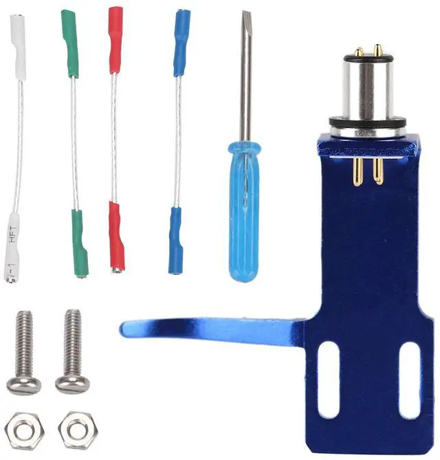 Main image of Turntable Headshell, Premium Aluminum Alloy Phono Cartridge Headshell with 4 Cables 2 Screw Pairs Universal Connector Kit for Record Player Assembly and Systems Upgrade