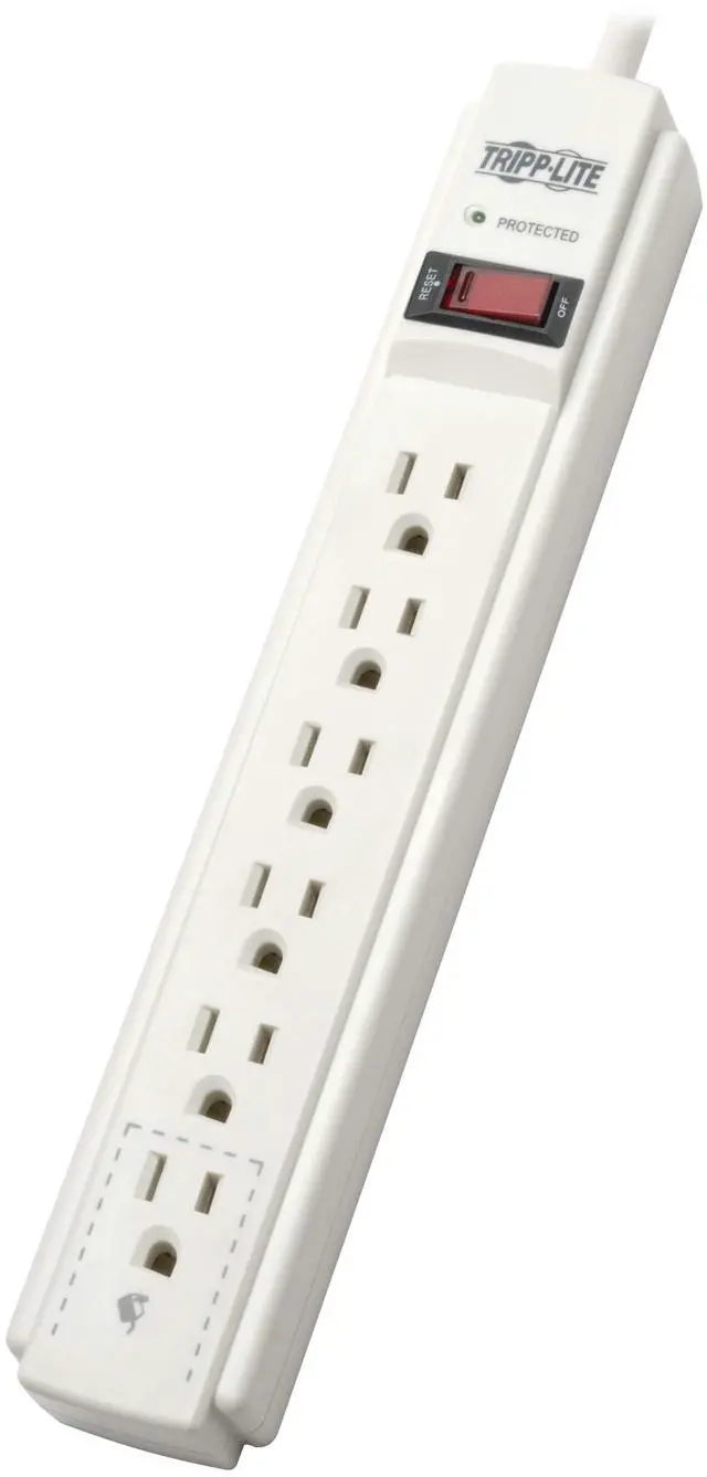 Main image of Eaton Series 6-Outlet Surge Protector Power Strip, 6ft Extension Cord, 900 Joules, 15A Circuit Breaker, White, Manufacturer's & 20,000 Insurance (TLP606)
