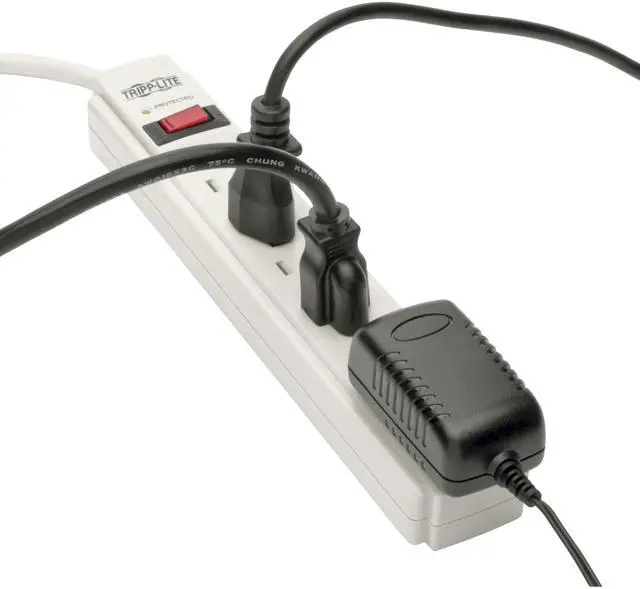 Alt view image 2 of 7 - Eaton Series 6-Outlet Surge Protector Power Strip, 6ft Extension Cord, 900 Joules, 15A Circuit Breaker, White, Manufacturer's & 20,000 Insurance (TLP606)
