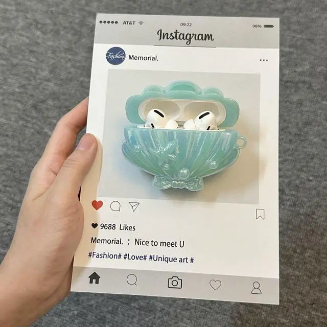 Alt view image 3 of 5 - for Airpods Pro 3 Case Cute (2025),Exquisite Blue 3D Seashell Creative Cartoon Earphone Case,Kawaii Silicone Soft Shell Earphone Protective Cover for Girls Boys (Fish Tail)