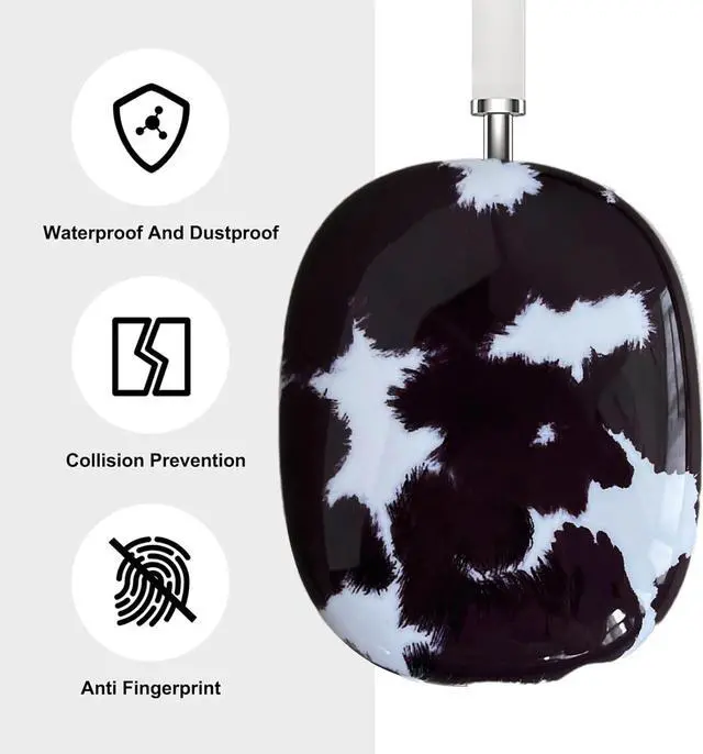 Alt view image 2 of 7 - Case Compatible with AirPods Max Headphones, Soft TPU Cute Cow Pattern Anti-Scratch Protective Ear Cup Covers Headphone Cases for Woman Kids