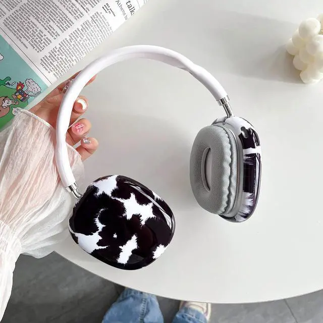 Alt view image 7 of 7 - Case Compatible with AirPods Max Headphones, Soft TPU Cute Cow Pattern Anti-Scratch Protective Ear Cup Covers Headphone Cases for Woman Kids