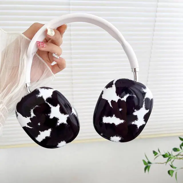 Alt view image 5 of 7 - Case Compatible with AirPods Max Headphones, Soft TPU Cute Cow Pattern Anti-Scratch Protective Ear Cup Covers Headphone Cases for Woman Kids