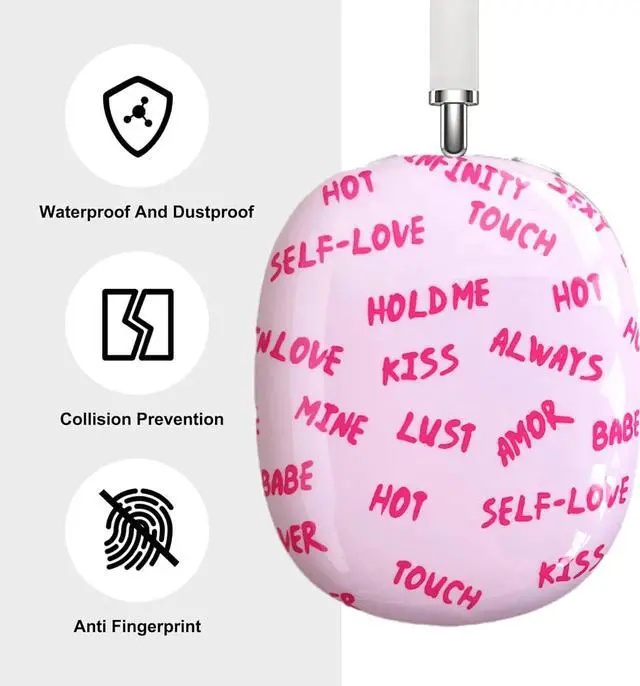 Alt view image 2 of 7 - Case Compatible with AirPods Max Headphones, Soft TPU Cute Pink Pattern Anti-Scratch Protective Ear Cup Covers Headphone Cases for Woman Kids
