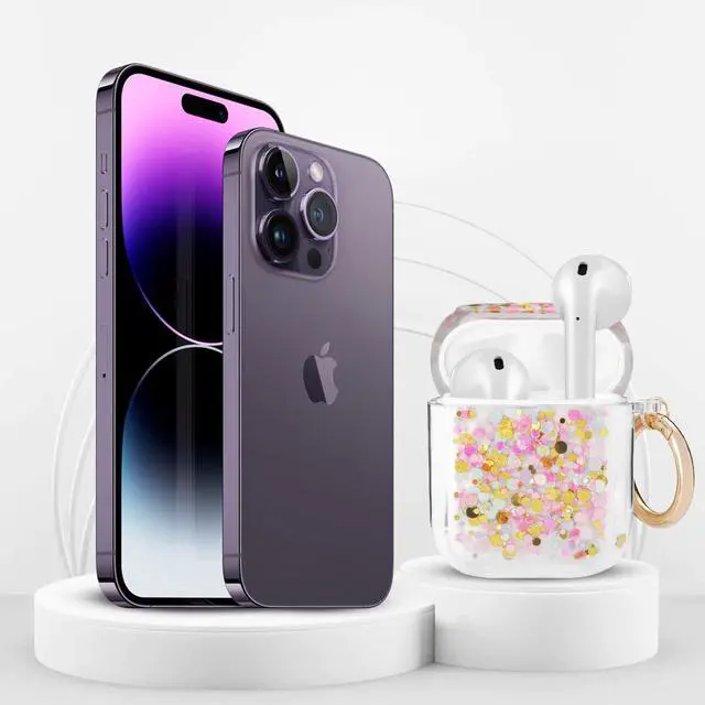 Alt view image 3 of 7 - Gadgets Air Pod Case for Protection - Compatible with 1st & 2nd Generation Apple AirPods- Lightweight Case with Key Ring - Easy to Use - Glitter Pastels