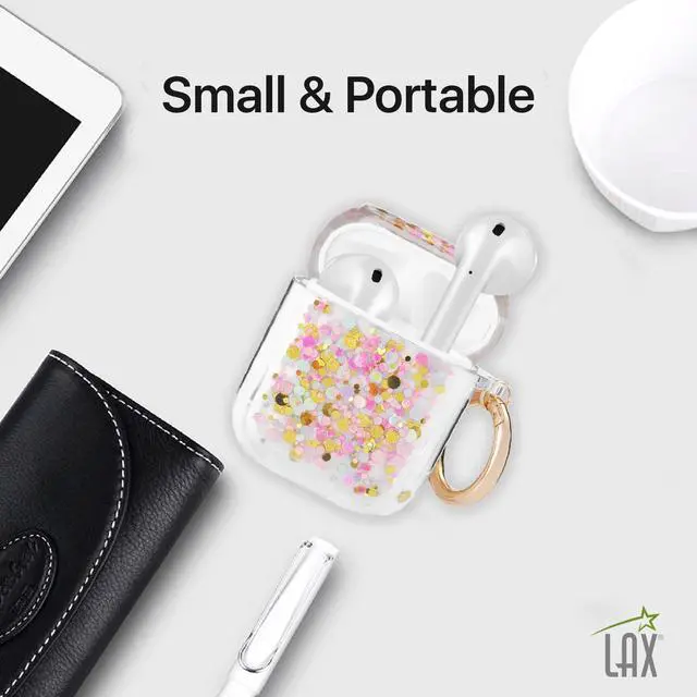 Alt view image 5 of 7 - Gadgets Air Pod Case for Protection - Compatible with 1st & 2nd Generation Apple AirPods- Lightweight Case with Key Ring - Easy to Use - Glitter Pastels