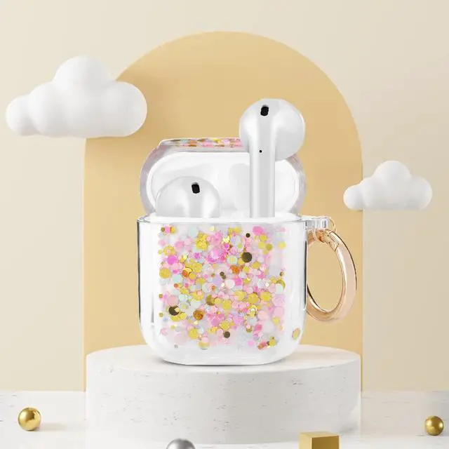 Alt view image 7 of 7 - Gadgets Air Pod Case for Protection - Compatible with 1st & 2nd Generation Apple AirPods- Lightweight Case with Key Ring - Easy to Use - Glitter Pastels