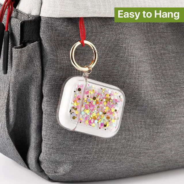 Alt view image 6 of 7 - Gadgets Air Pod Case for Protection - Compatible with 1st & 2nd Generation Apple AirPods- Lightweight Case with Key Ring - Easy to Use - Glitter Pastels