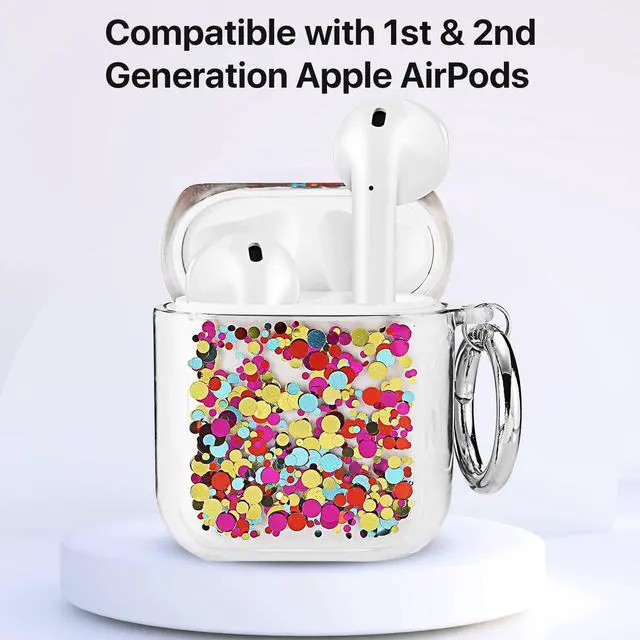 Alt view image 2 of 7 - Gadgets Air Pod Case for Protection - Compatible with 1st & 2nd Generation Apple AirPods- Lightweight Case with Key Ring - Easy to Use - Glitter Confetti