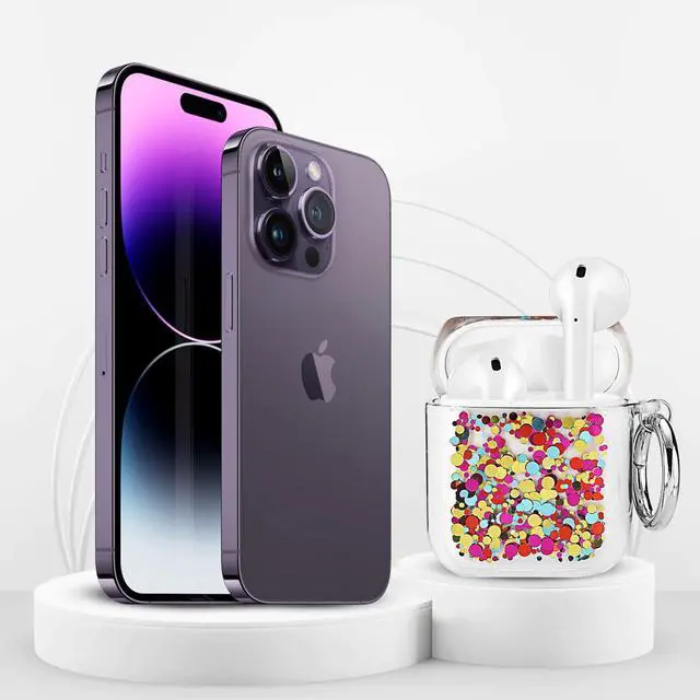 Alt view image 3 of 7 - Gadgets Air Pod Case for Protection - Compatible with 1st & 2nd Generation Apple AirPods- Lightweight Case with Key Ring - Easy to Use - Glitter Confetti