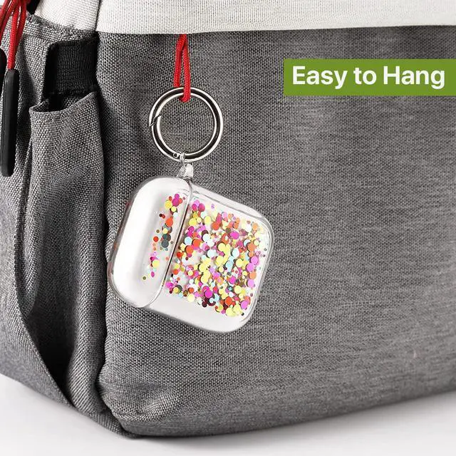 Alt view image 6 of 7 - Gadgets Air Pod Case for Protection - Compatible with 1st & 2nd Generation Apple AirPods- Lightweight Case with Key Ring - Easy to Use - Glitter Confetti