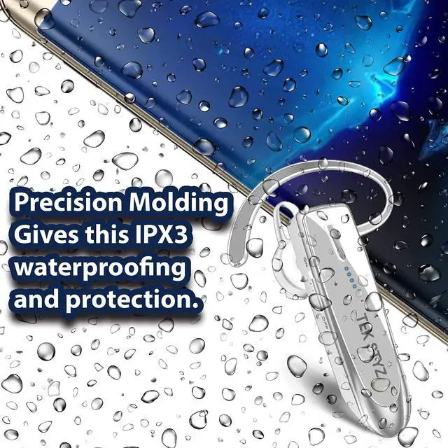 Alt view image 4 of 7 - Bluetooth 5.3 Headset Compatible with Samsung Galaxy S21 FE 5G Wireless Earpiece, IPX5 Waterproof, Dual Microphones, Noise Reduction, 60 Days Standby + 22Hrs HD Talk Time!