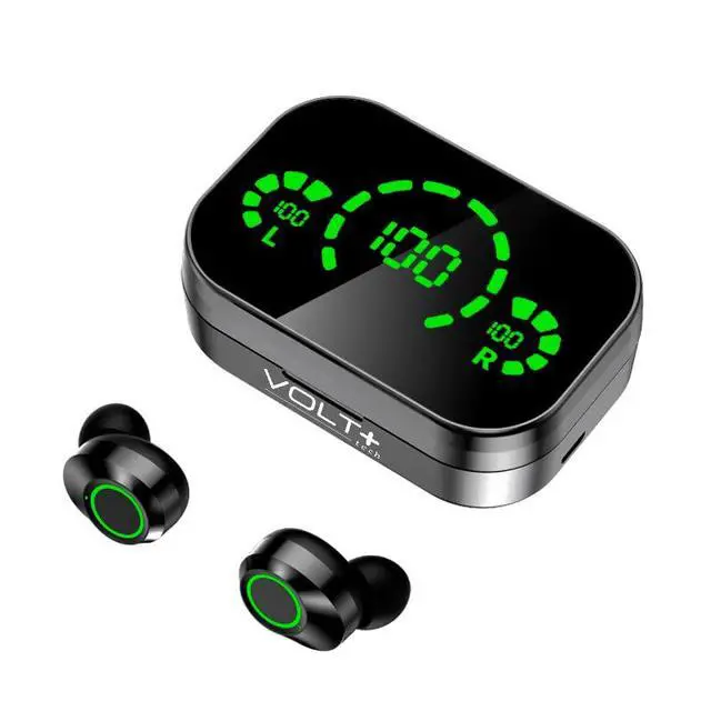 Alt view image 2 of 7 - Pro Earbuds Wireless V5.3 LED Compatible with Samsung Galaxy S21 IPX4 Water & Sweatproof/Noise Reduction/Quad Mic Plus 1200mah PowerBank