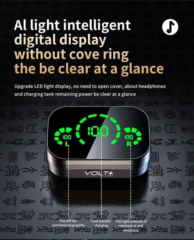 Alt view image 3 of 7 - Pro Earbuds Wireless V5.3 LED Compatible with Samsung Galaxy S21 IPX4 Water & Sweatproof/Noise Reduction/Quad Mic Plus 1200mah PowerBank