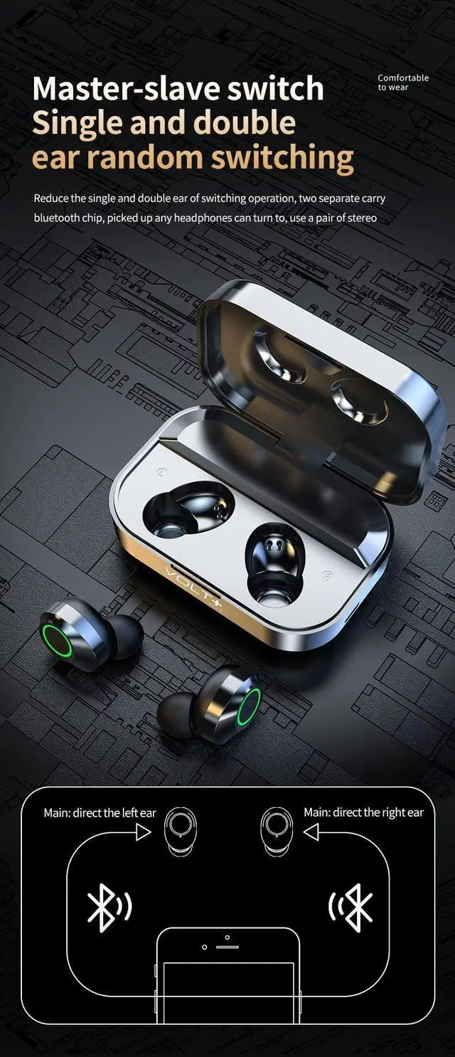 Alt view image 4 of 7 - Pro Earbuds Wireless V5.3 LED Compatible with Samsung Galaxy S21 IPX4 Water & Sweatproof/Noise Reduction/Quad Mic Plus 1200mah PowerBank