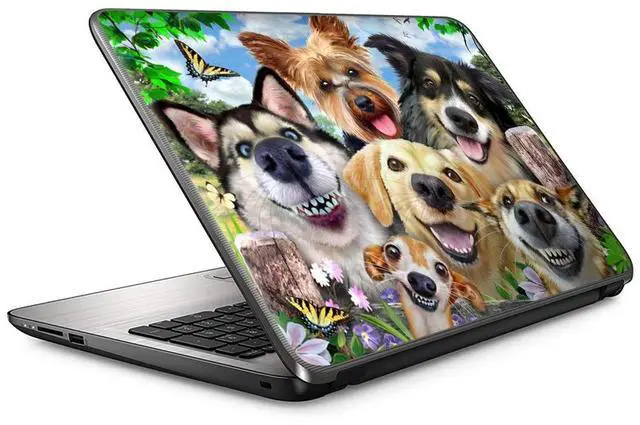 Main image of Selfie Dog Delight - 15 inches 15.6 inches Custom Fit Made to Order Laptop Notebook Skin Vinyl Sticker Cover Decal Fits HP Lenovo Apple Mac Dell Compaq Acer