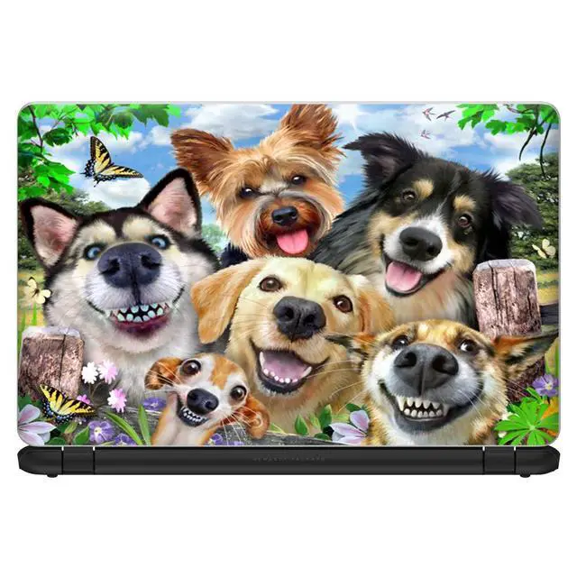 Alt view image 2 of 6 - Selfie Dog Delight - 15 inches 15.6 inches Custom Fit Made to Order Laptop Notebook Skin Vinyl Sticker Cover Decal Fits HP Lenovo Apple Mac Dell Compaq Acer