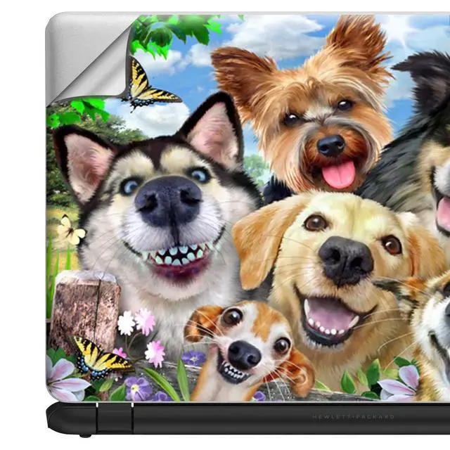 Alt view image 3 of 6 - Selfie Dog Delight - 15 inches 15.6 inches Custom Fit Made to Order Laptop Notebook Skin Vinyl Sticker Cover Decal Fits HP Lenovo Apple Mac Dell Compaq Acer