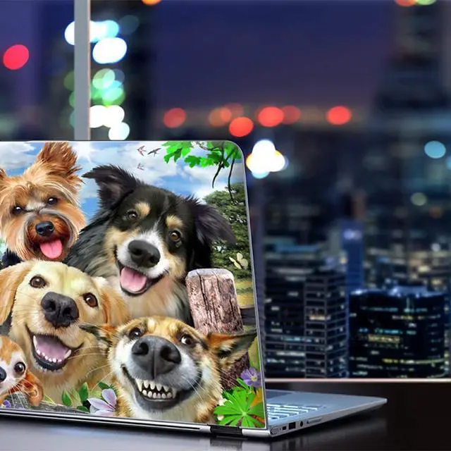 Alt view image 4 of 6 - Selfie Dog Delight - 15 inches 15.6 inches Custom Fit Made to Order Laptop Notebook Skin Vinyl Sticker Cover Decal Fits HP Lenovo Apple Mac Dell Compaq Acer