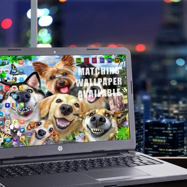 Alt view image 6 of 6 - Selfie Dog Delight - 15 inches 15.6 inches Custom Fit Made to Order Laptop Notebook Skin Vinyl Sticker Cover Decal Fits HP Lenovo Apple Mac Dell Compaq Acer