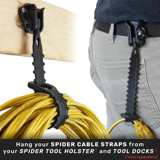 Alt view image 4 of 7 - Tool Holster - Storage Straps - Pack of Three - Highly Durable, Quick Access, Hands Free Carry for your Cords, Cables, Ropes and Other Gear from a Tool Holster, Tool Docks and Wall Hooks
