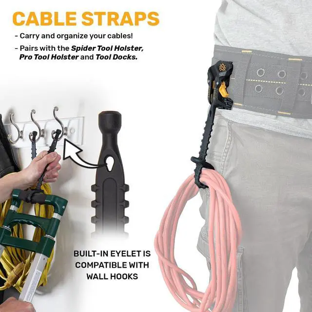 Alt view image 2 of 7 - Tool Holster - Storage Straps - Pack of Three - Highly Durable, Quick Access, Hands Free Carry for your Cords, Cables, Ropes and Other Gear from a Tool Holster, Tool Docks and Wall Hooks