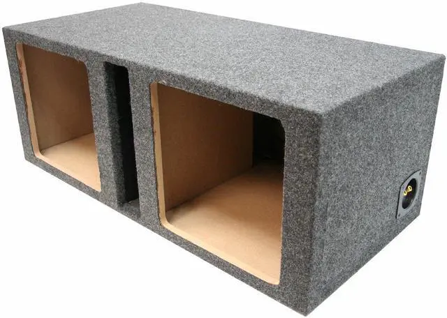 Main image of Dual 10" Square Vented Sub Box Subwoofer Enclosure ASC 210SQV | Twin ported woofer cabinet, empty unloaded car audio design, universal trunk fit, deep bass build, 10 inch size
