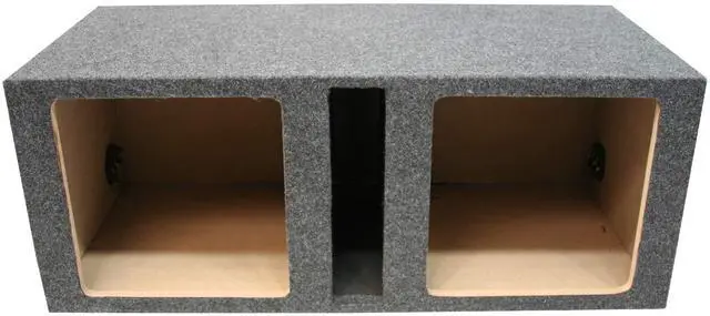 Alt view image 2 of 3 - Dual 10" Square Vented Sub Box Subwoofer Enclosure ASC 210SQV | Twin ported woofer cabinet, empty unloaded car audio design, universal trunk fit, deep bass build, 10 inch size