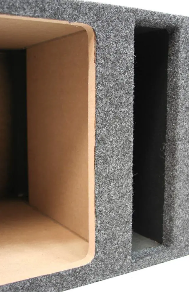 Alt view image 3 of 3 - Dual 10" Square Vented Sub Box Subwoofer Enclosure ASC 210SQV | Twin ported woofer cabinet, empty unloaded car audio design, universal trunk fit, deep bass build, 10 inch size