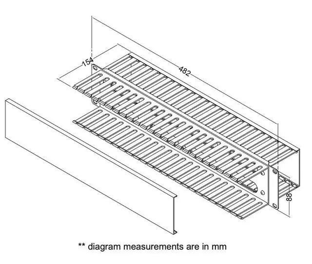 Alt view image 3 of 3 - 2U Server Rack Wire Cable Management with Cover Double Sided Finger Duct Rack Management Panel Wire Duct Raceway Organize 19 Inch Rack (Single)