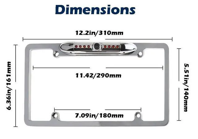 Alt view image 4 of 6 - Backup HD Camera Frame License Plate Rear View Night Vision Waterproof Compatible with Alpine Car Radio iLX-F409 iLX-F409 ILX-F509 ILX-W650 ILX-W650 INE-W960 INE-W970HD IVE-W535HD Chrome