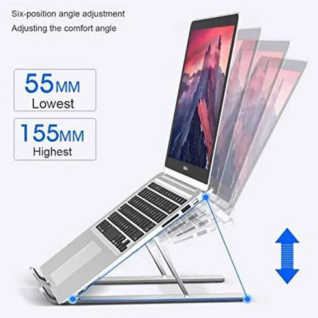 Alt view image 5 of 7 - Stand and Mount Compatible with Lenovo ThinkPad X1 Carbon Gen 8 (14in) - Compact QuickSwitch Stand, Portable Multi Angle Viewing Foldable Riser - Metallic Silver
